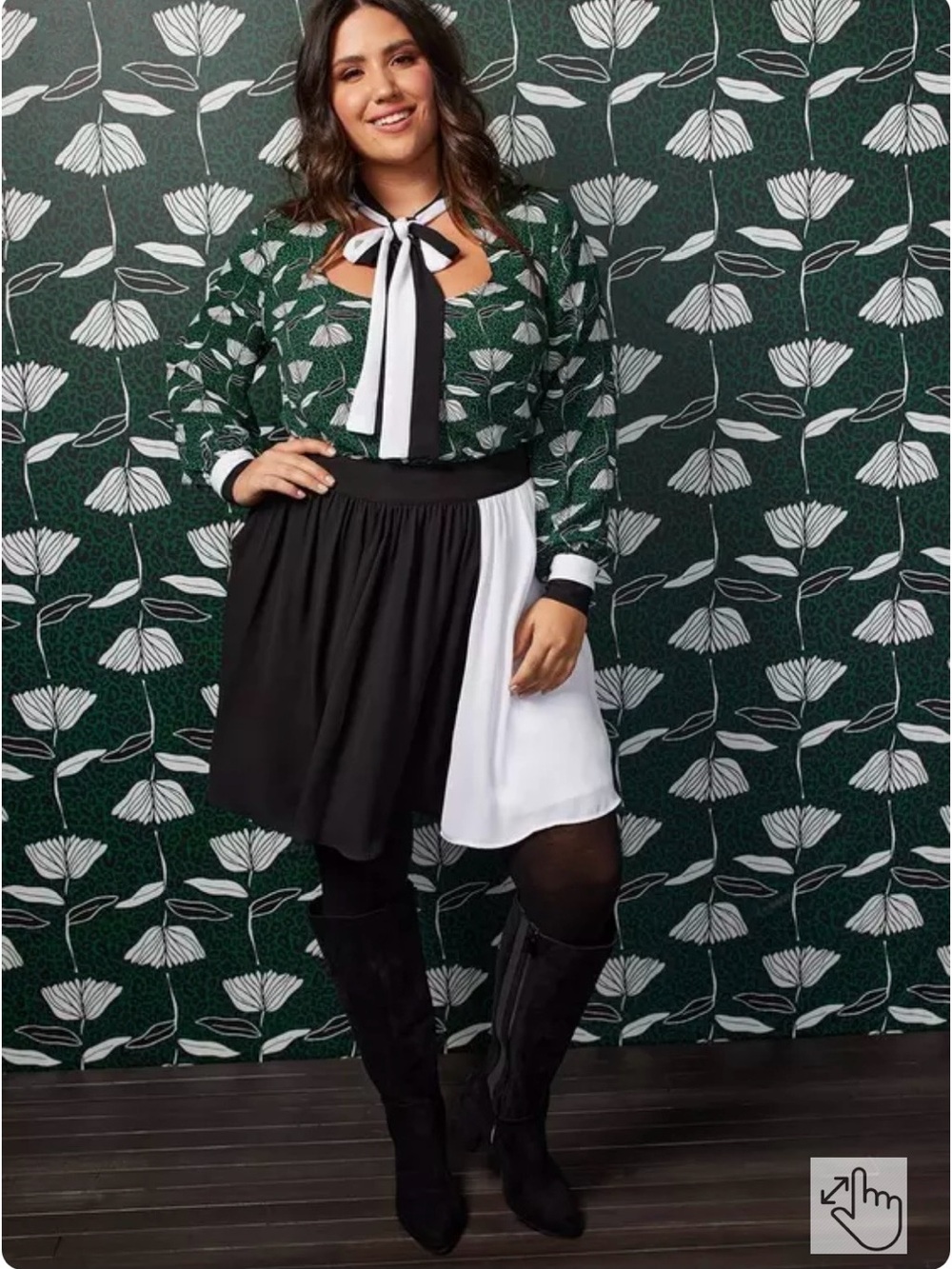 Torrid Sylvia Mollie Torrid Green Floral Tie-Neck Blouse Jacket